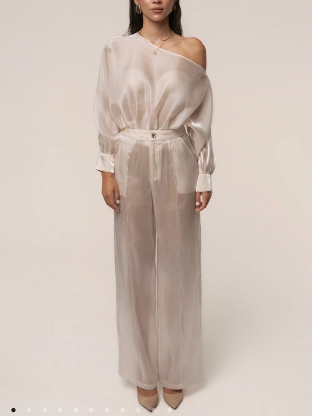 Jluxlabel Cream Glow Resort Organza pants